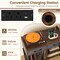 Brown Mid-Century Modern Record Player Stand with Charging and Storage